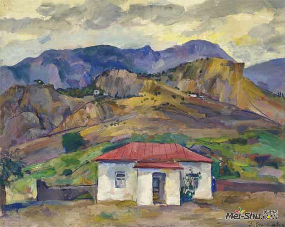 孔科洛夫茨基(Pyotr Konchalovsky)高清作品《古尔祖夫。山地景观。》
