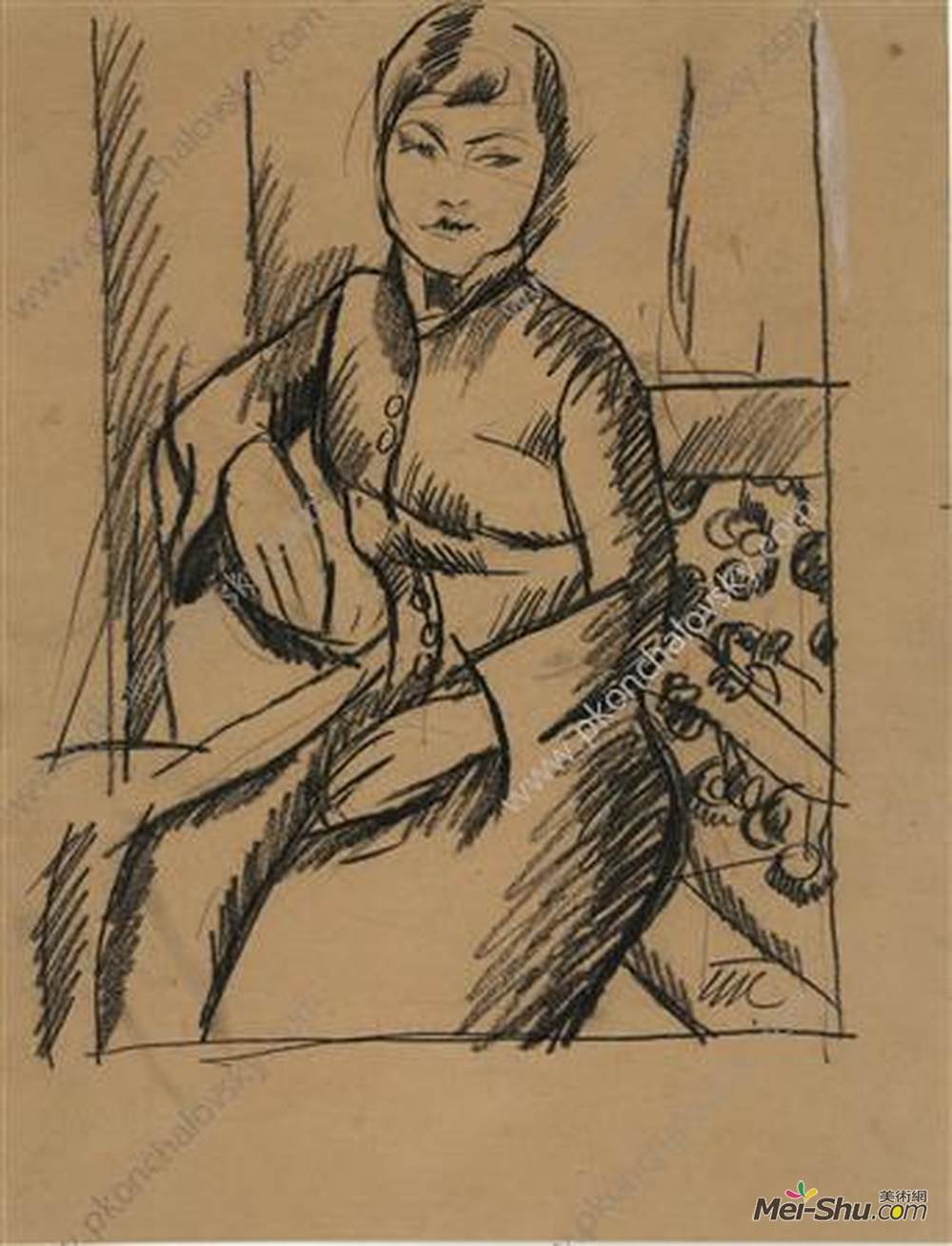 孔科洛夫茨基(Pyotr Konchalovsky)高清作品《一位女士的肖像。绘制安娜埃米尔的肖像》