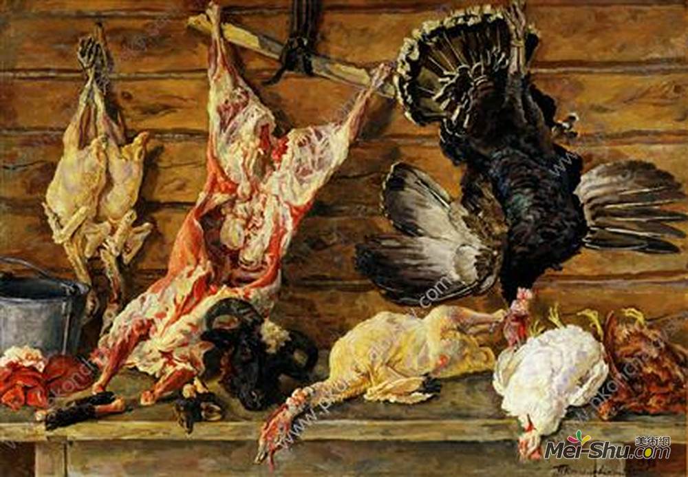 孔科洛夫茨基(Pyotr Konchalovsky)高清作品《静物肉类和家禽》
