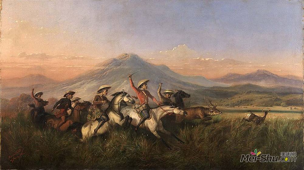 拉登·萨利赫(Raden Saleh)高清作品《六骑马追鹿》