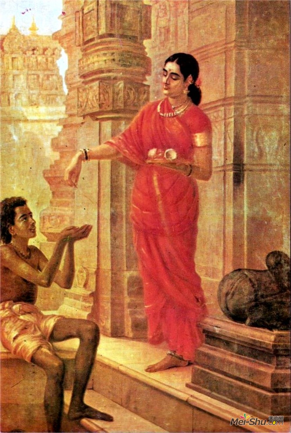 拉贾·拉维·瓦尔马(Raja Ravi Varma)高清作品《施舍夫人》