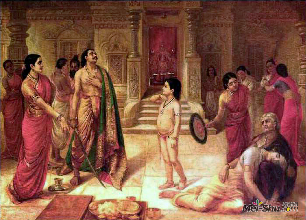 拉贾·拉维·瓦尔马(Raja Ravi Varma)高清作品《Mohini and Rugmangada to kill his own son Raja Ravi Varma》