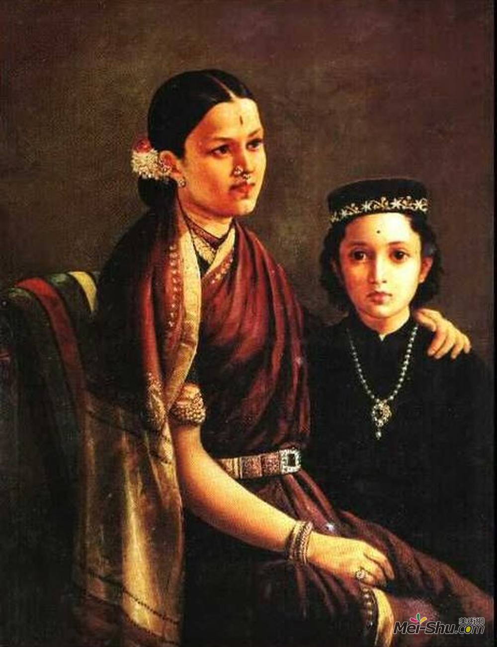 拉贾·拉维·瓦尔马(Raja Ravi Varma)高清作品《Mrs. Ramanadha Rao》