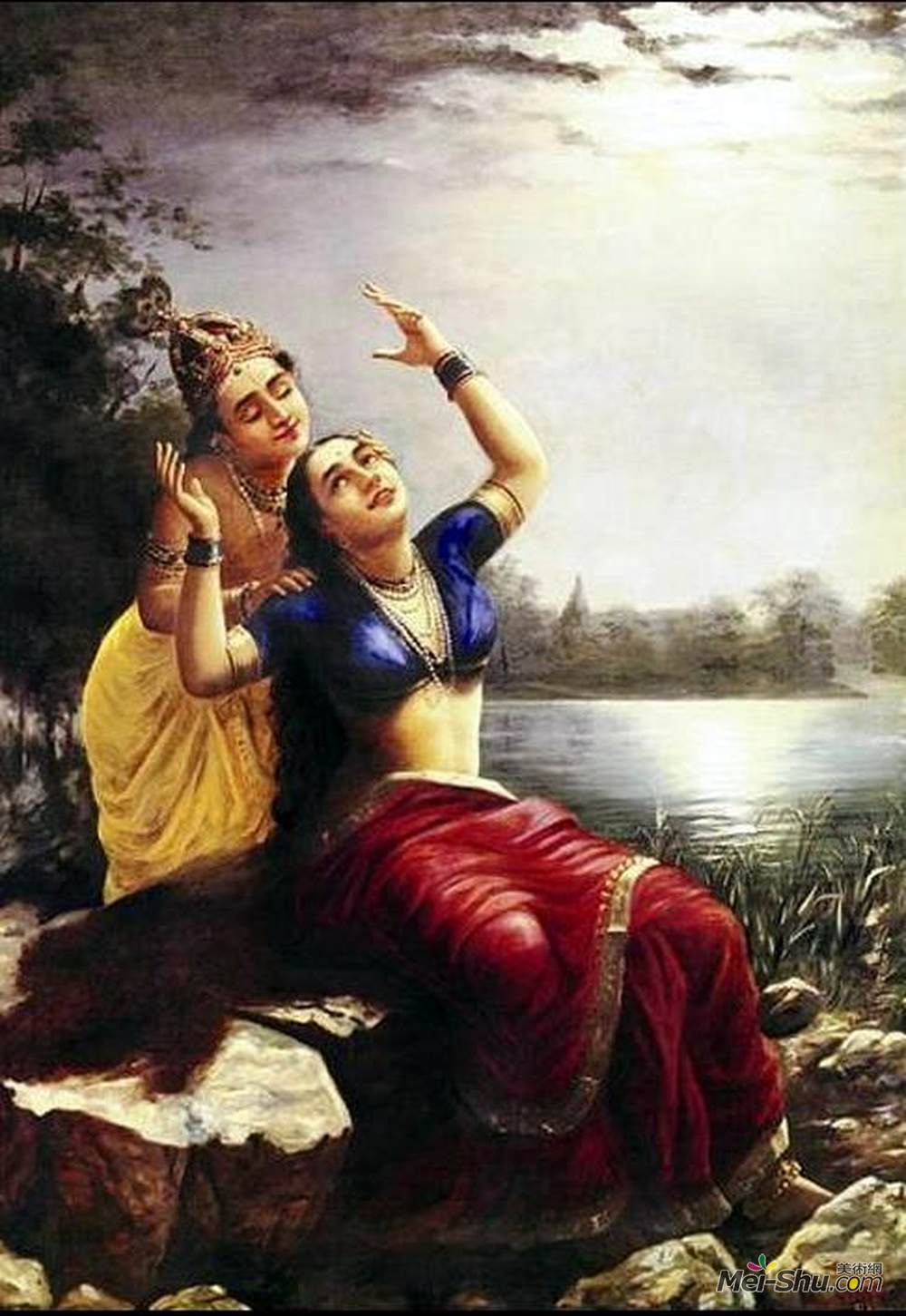 拉贾·拉维·瓦尔马(Raja Ravi Varma)高清作品《拉达和马达夫》