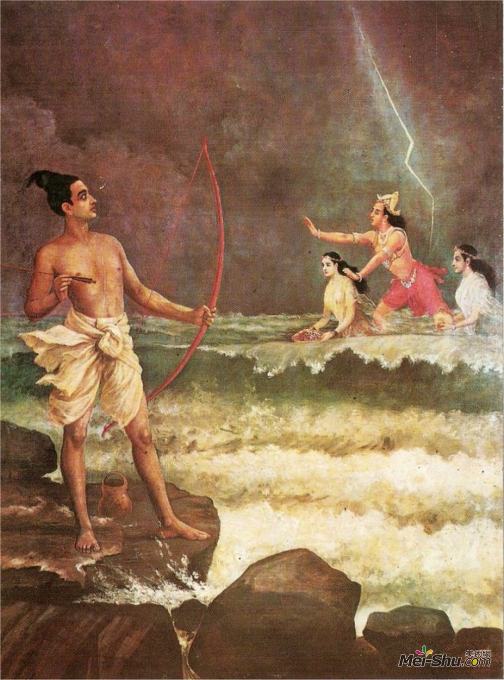 拉贾·拉维·瓦尔马(Raja Ravi Varma)高清作品《斯拉玛拉征服大海》