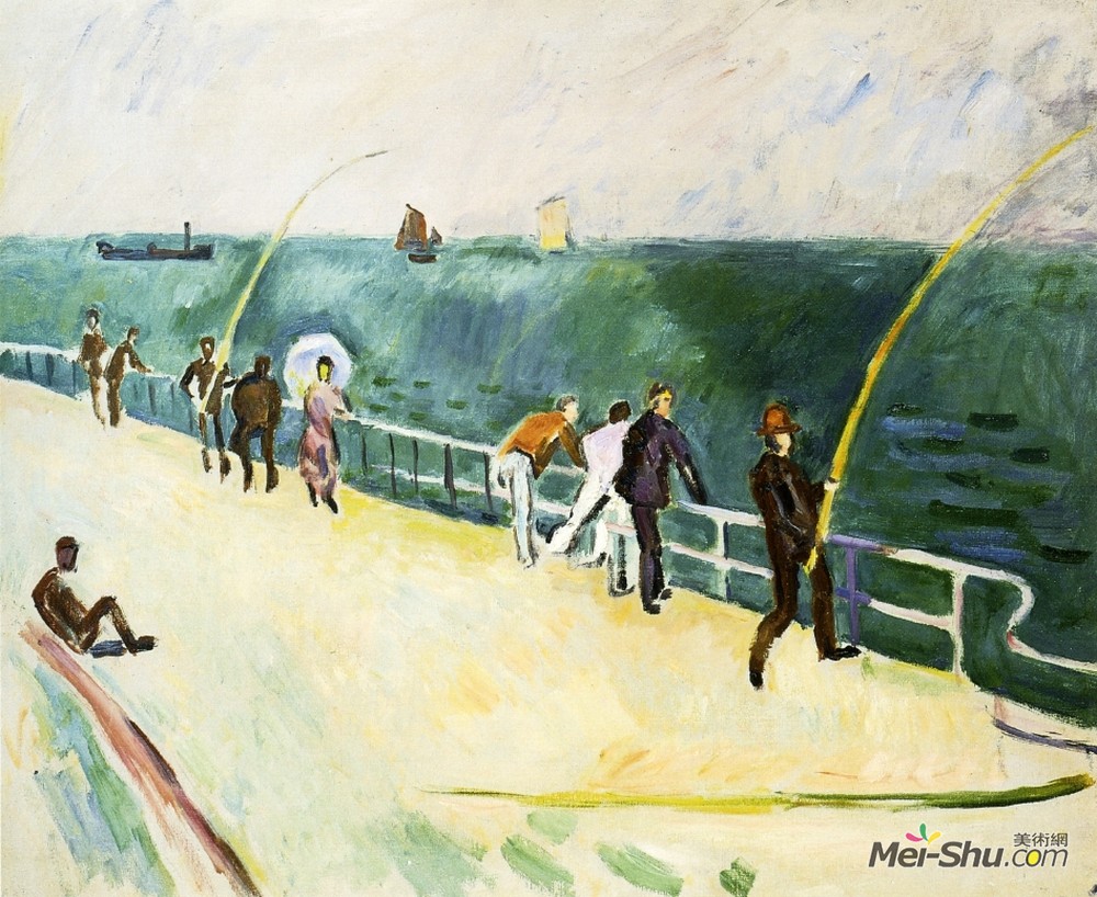 劳尔·杜飞(Raoul Dufy)高清作品《男人钓鱼》