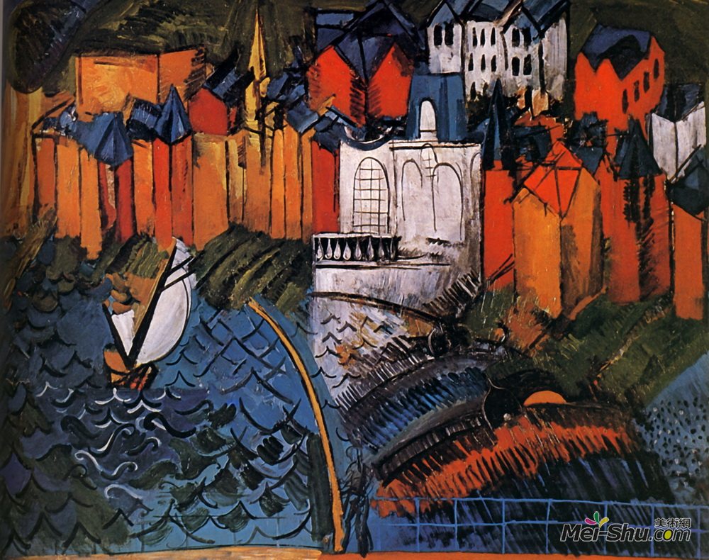 劳尔·杜飞(Raoul Dufy)高清作品《帆船在圣地址》