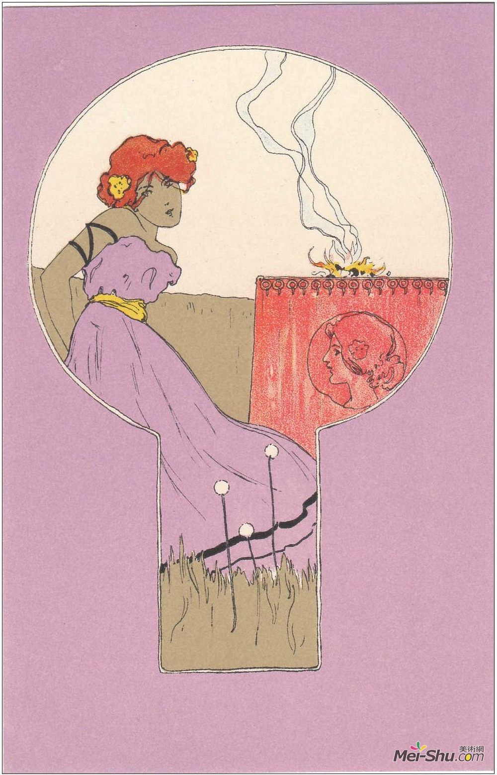 拉斐尔基什内尔(Raphael Kirchner)高清作品《紫色环绕的女孩》