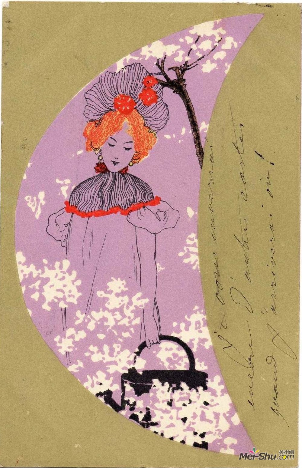 拉斐尔基什内尔(Raphael Kirchner)高清作品《橄榄绿环绕的女孩》