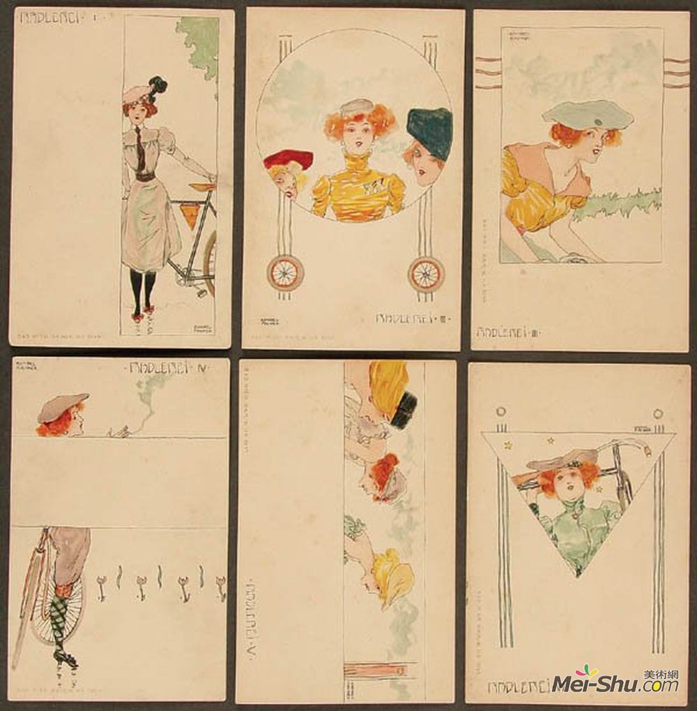 拉斐尔基什内尔(Raphael Kirchner)高清作品《骑自行车的女孩》