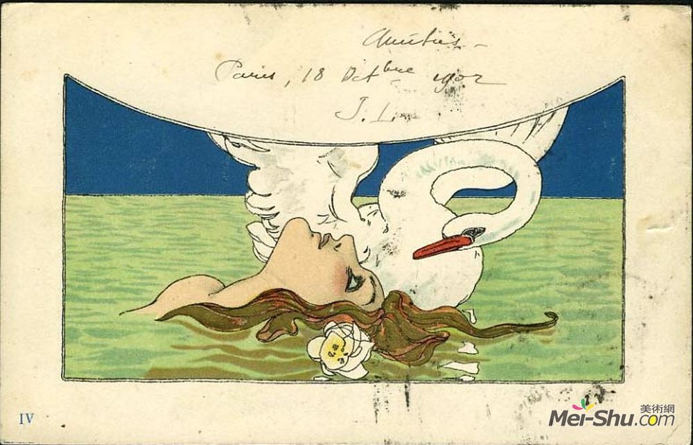 拉斐尔基什内尔(Raphael Kirchner)高清作品《列达与天鹅》