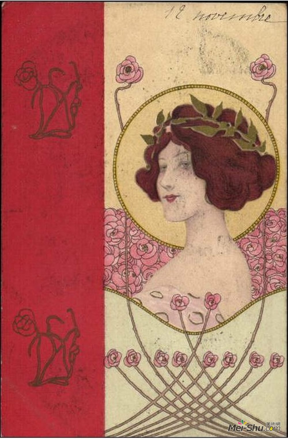 拉斐尔基什内尔(Raphael Kirchner)高清作品《女孩面对红边》