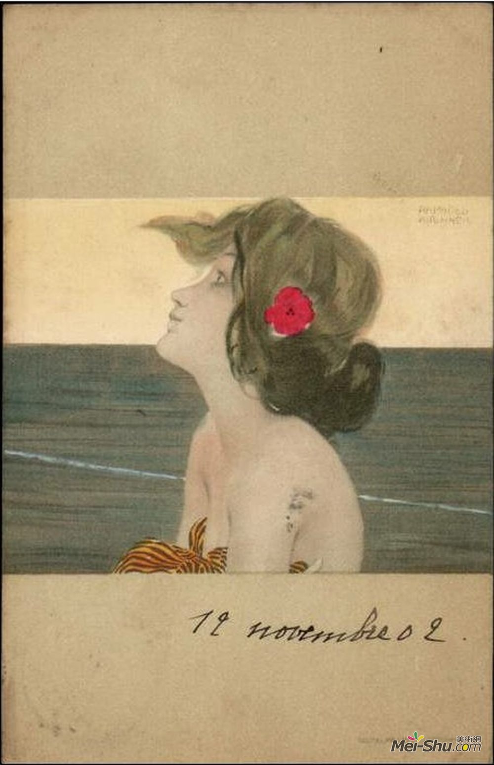 拉斐尔基什内尔(Raphael Kirchner)高清作品《棕色绿色边界之间的女孩》