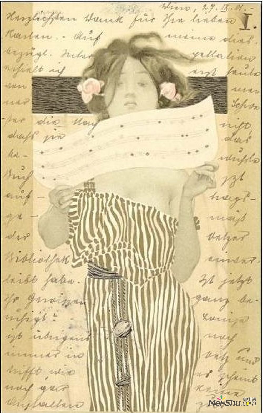 拉斐尔基什内尔(Raphael Kirchner)高清作品《棕色绿色边界之间的女孩》