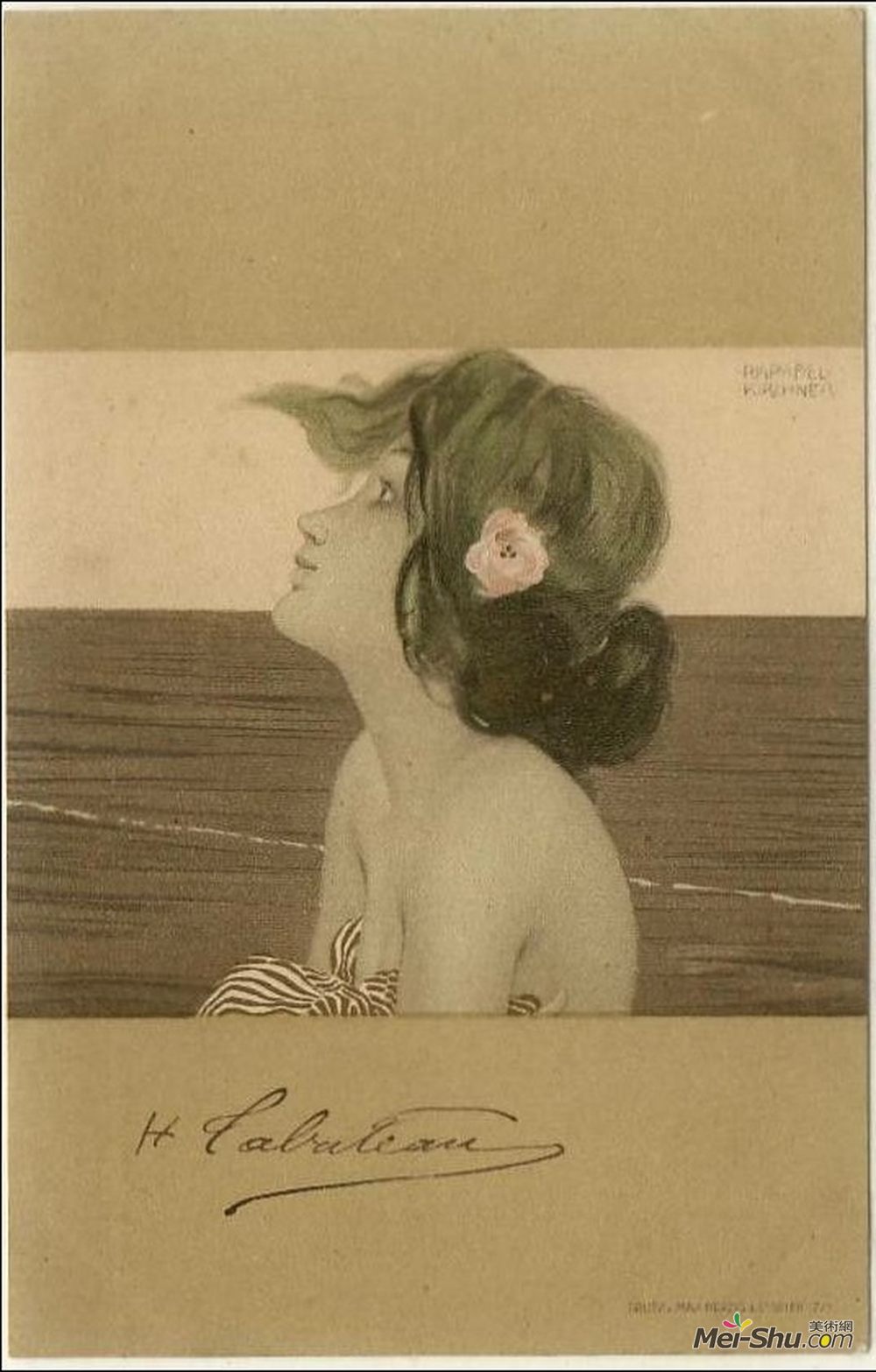 拉斐尔基什内尔(Raphael Kirchner)高清作品《棕色绿色边界之间的女孩》