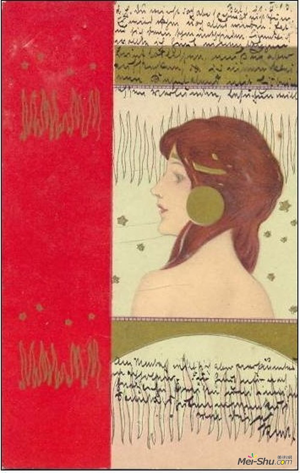 拉斐尔基什内尔(Raphael Kirchner)高清作品《女孩面对红边》