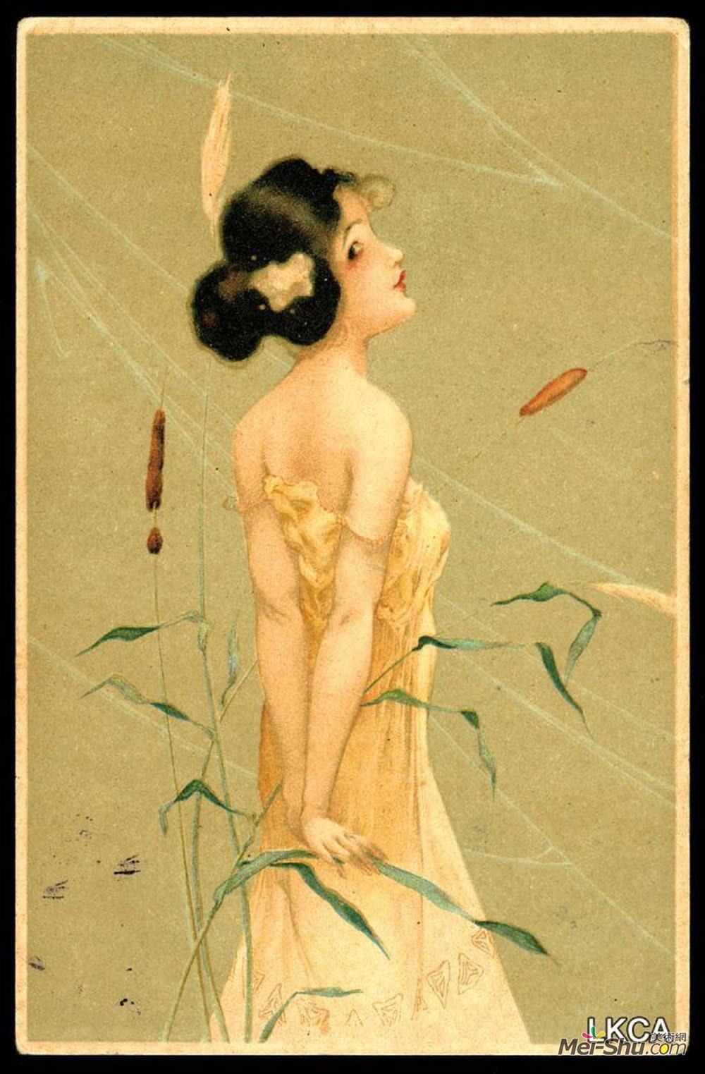 拉斐尔基什内尔(Raphael Kirchner)高清作品《植物中的女孩》