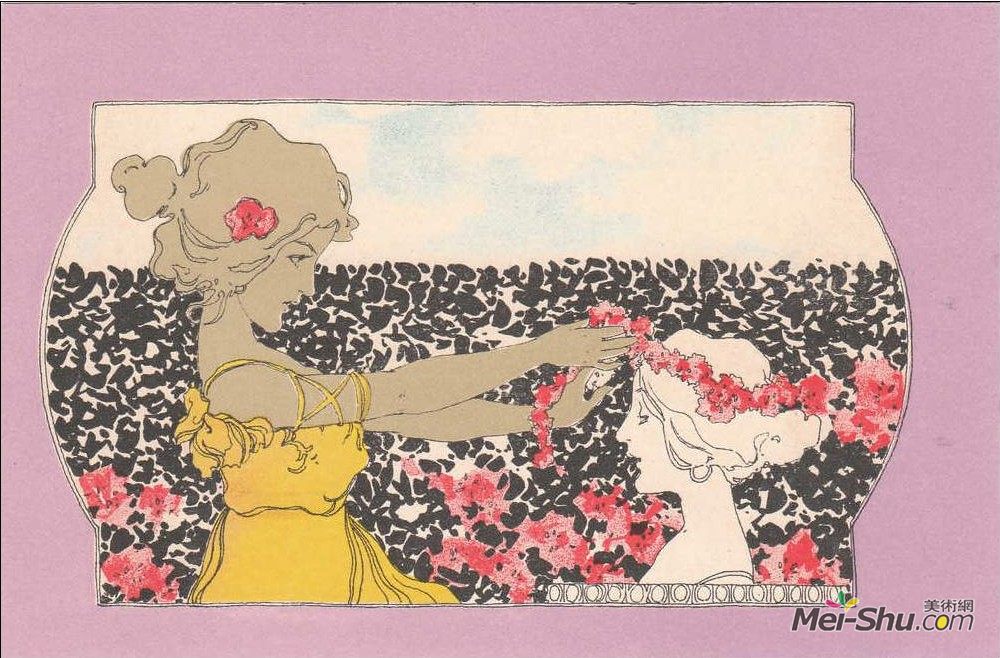 拉斐尔基什内尔(Raphael Kirchner)高清作品《紫色环绕的女孩》