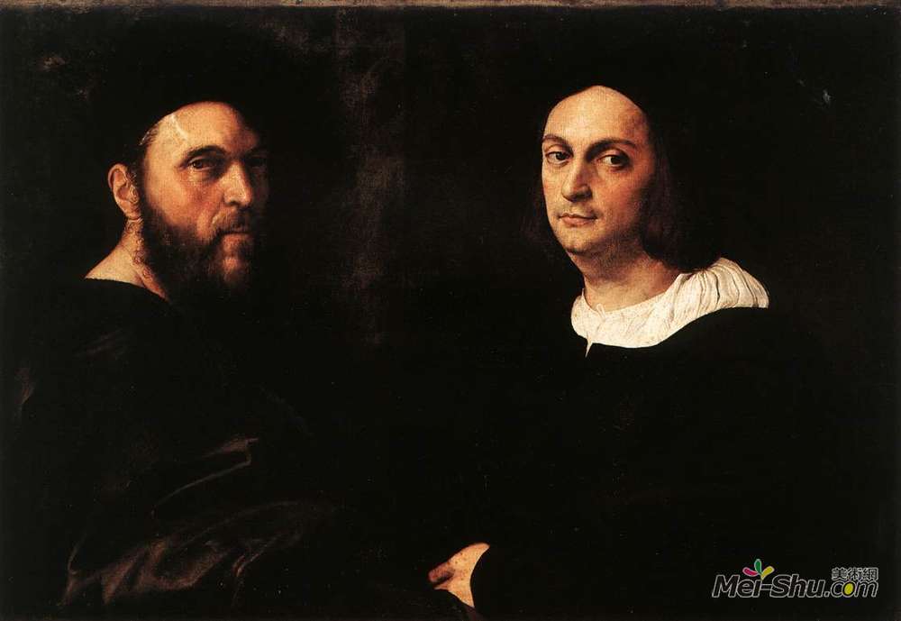 拉斐尔(Raphael)高清作品《Portrait of Andrea Navagero and Agostino Beazzano》