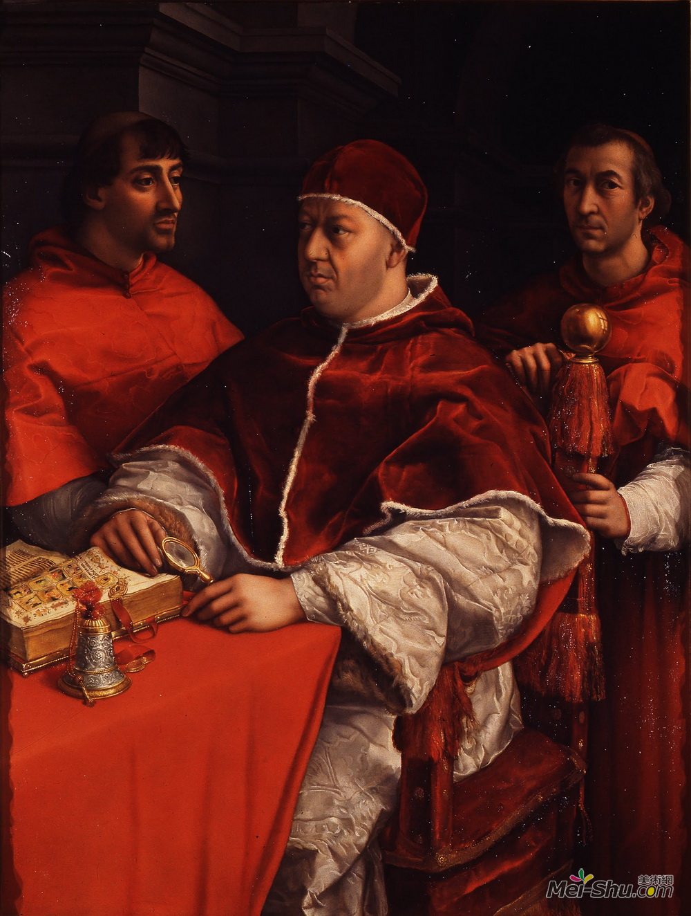 拉斐尔(Raphael)高清作品《Portraits of Leo X  Cardinal Luigi de' Rossi and Giu》