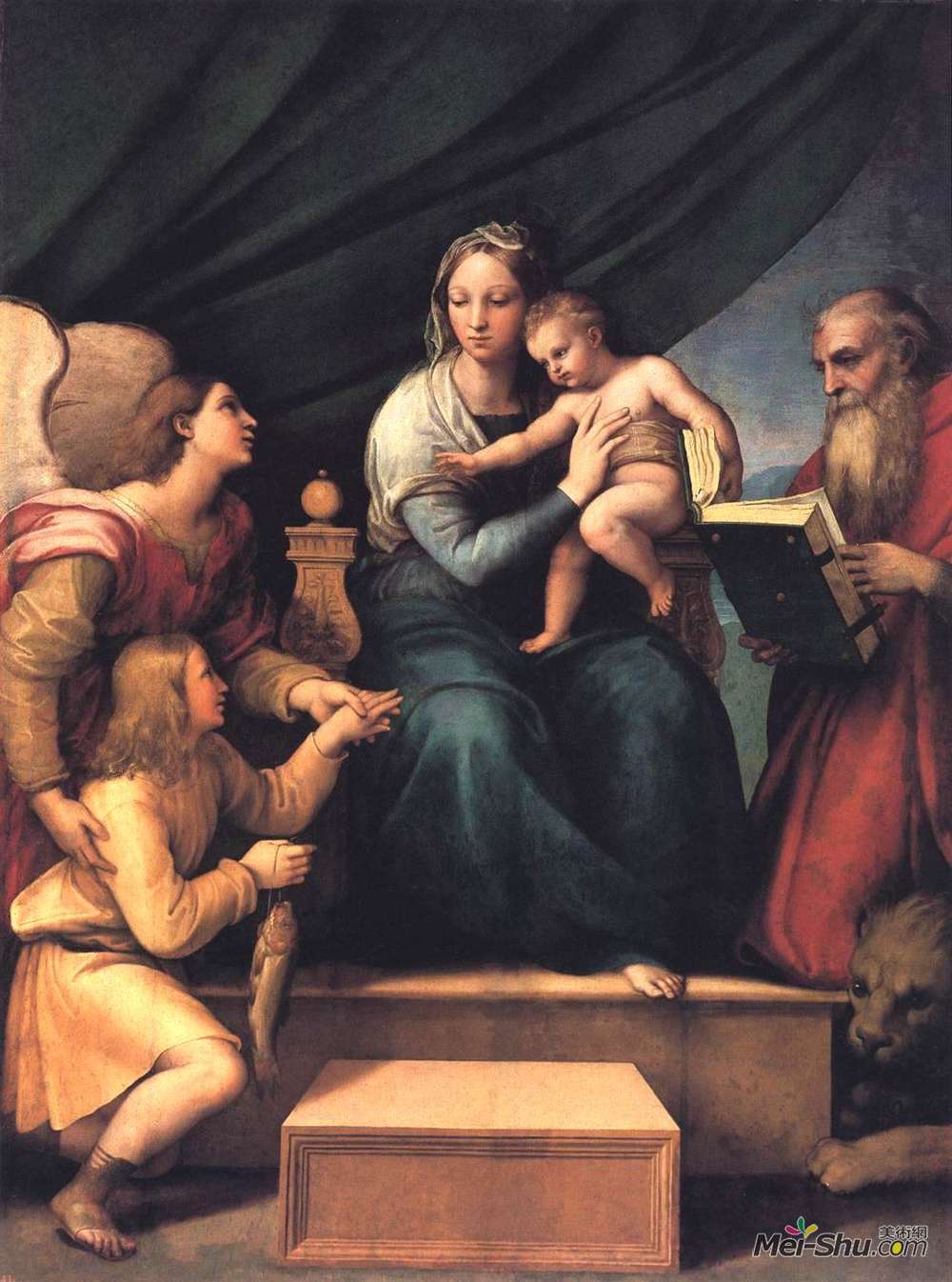 拉斐尔(Raphael)高清作品《鱼的麦当娜（麦当娜与天使长加布尔》