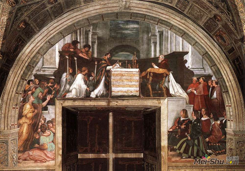 拉斐尔(Raphael)高清作品《The Mass of Bolsena, from the Stanza dell'Eliodor》