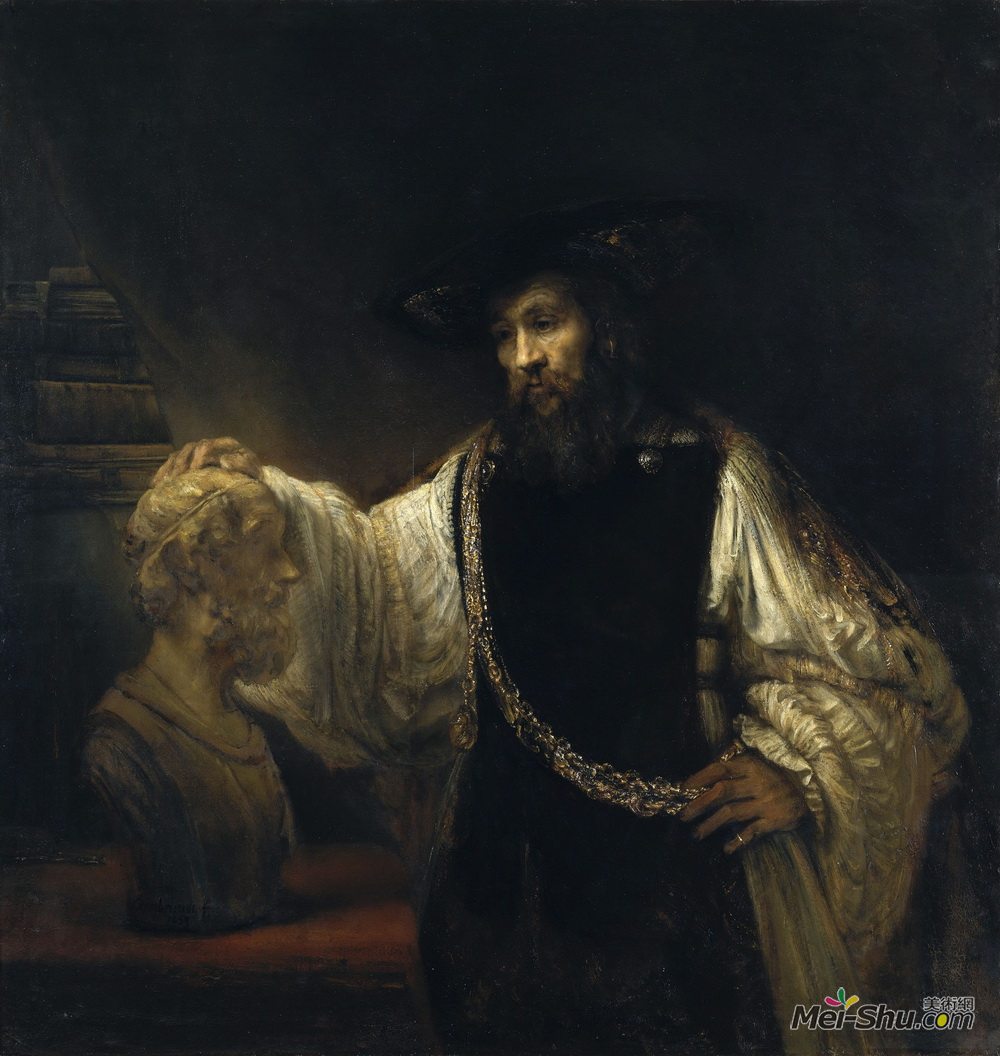 伦勃朗(Rembrandt)高清作品《亚里士多德与荷马的半身像》