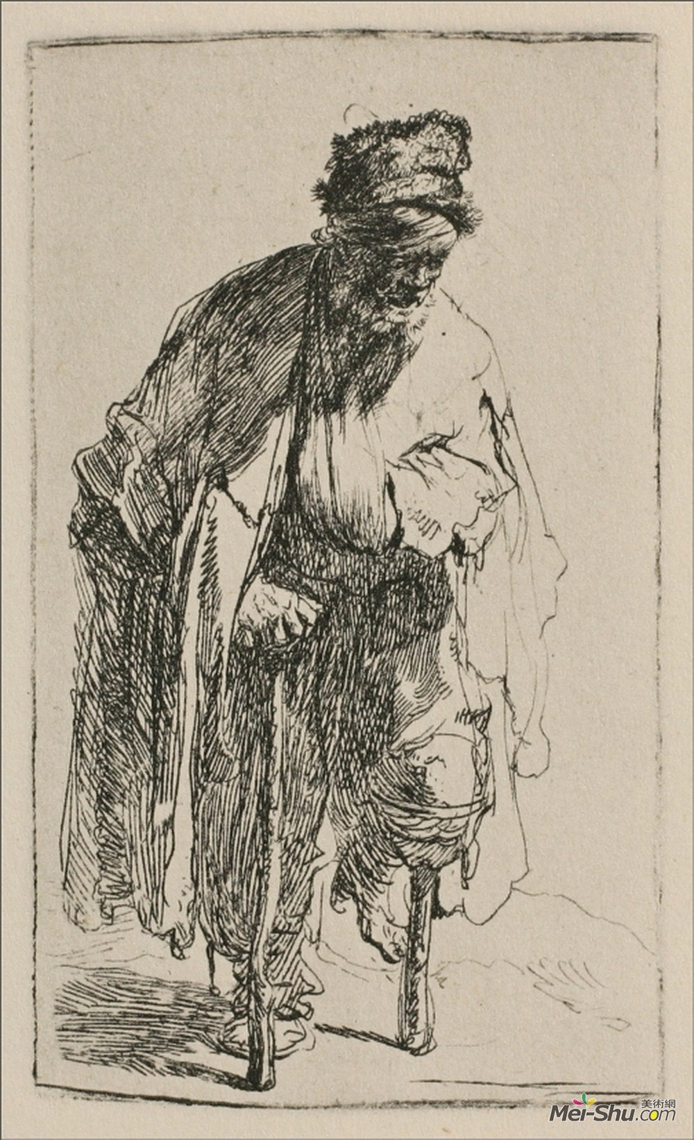 伦勃朗(Rembrandt)高清作品《木腿乞丐》