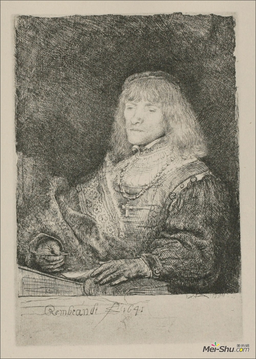 伦勃朗(Rembrandt)高清作品《一个带十字架和链子的男人》
