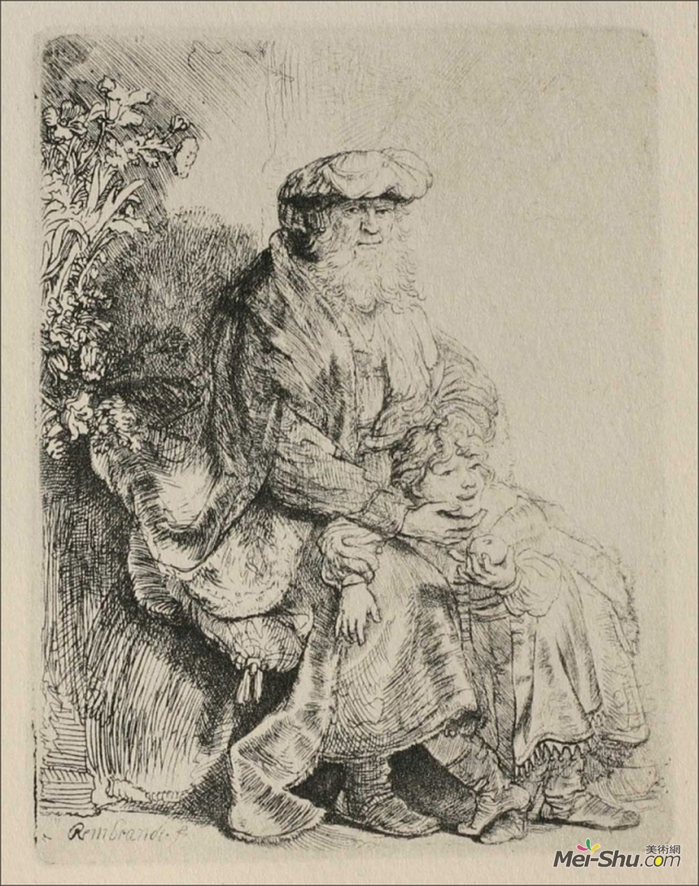 伦勃朗(Rembrandt)高清作品《亚伯拉罕爱抚艾萨克》