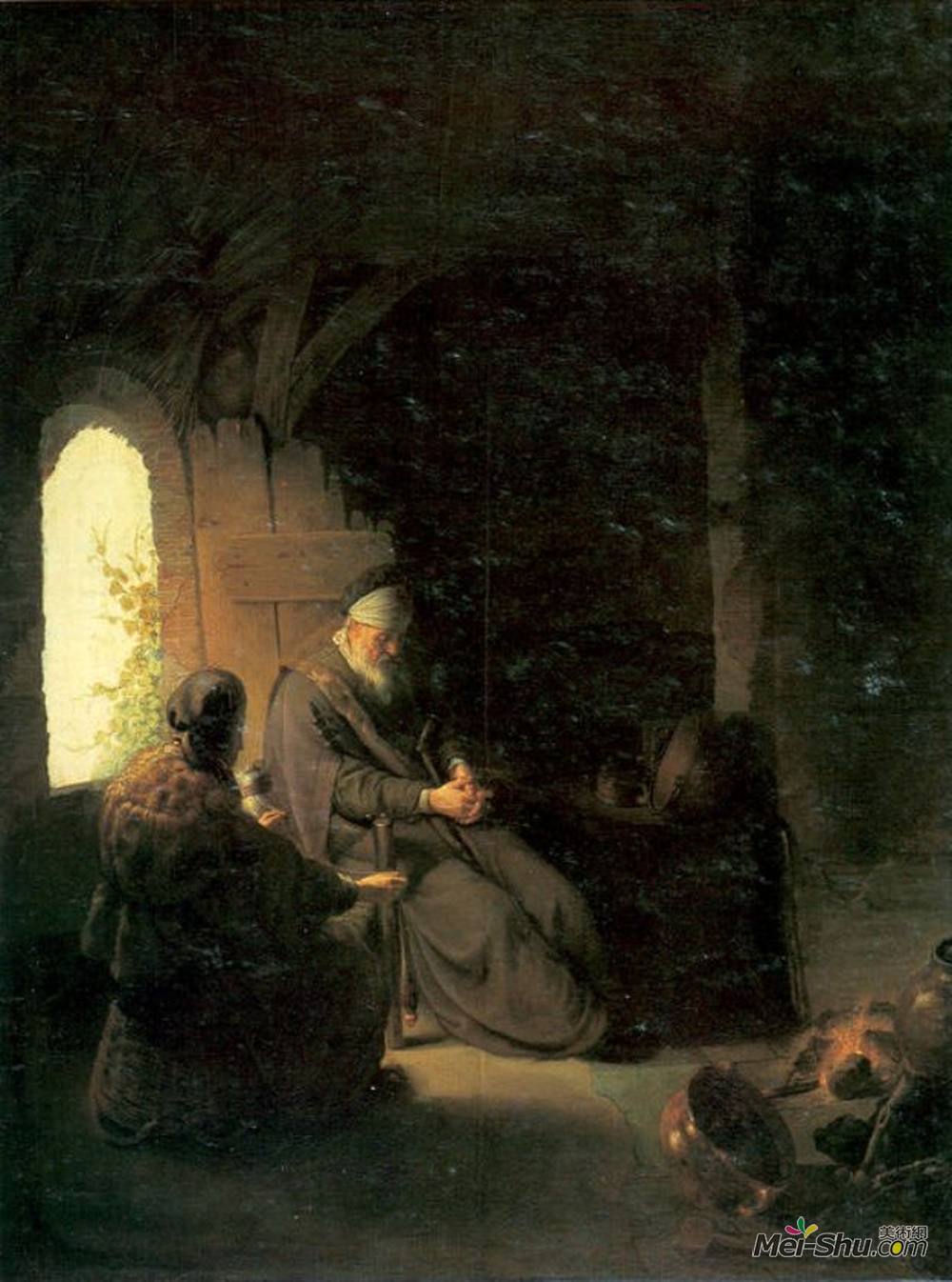 伦勃朗(Rembrandt)高清作品《安娜和盲人托比特》