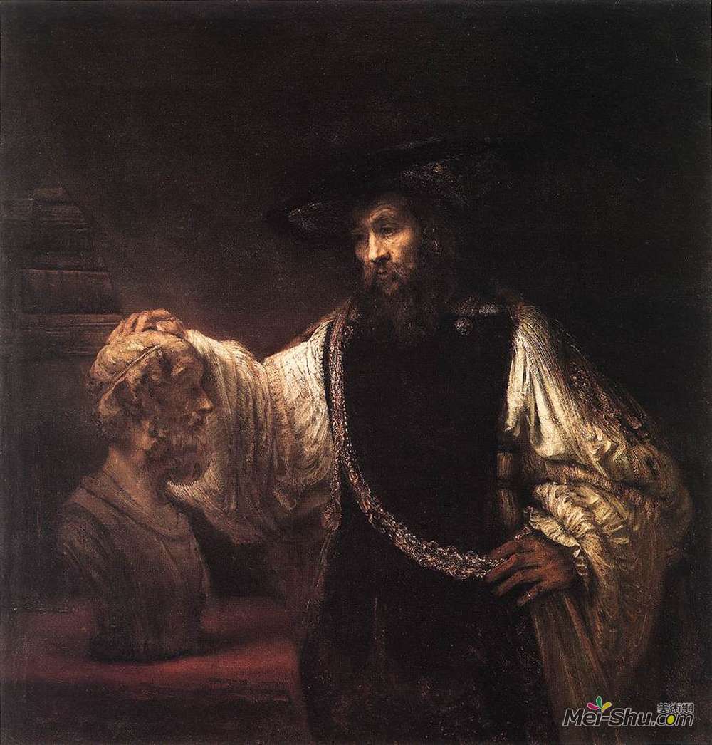 伦勃朗(Rembrandt)高清作品《亚里士多德与荷马的半身像》