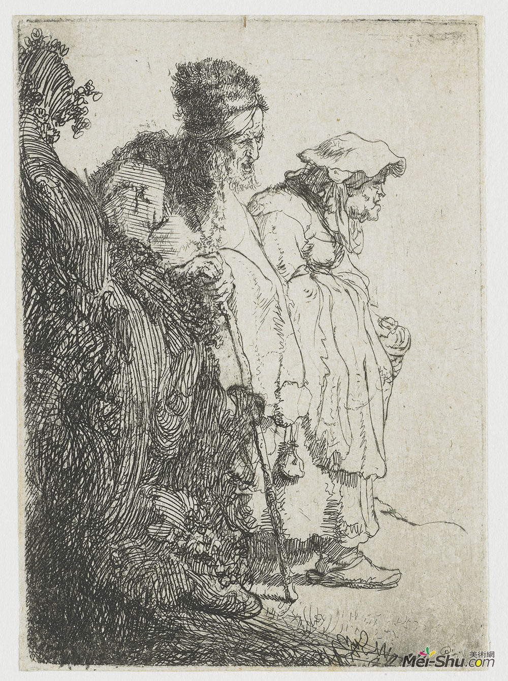 伦勃朗(Rembrandt)高清作品《银行后面的乞丐》