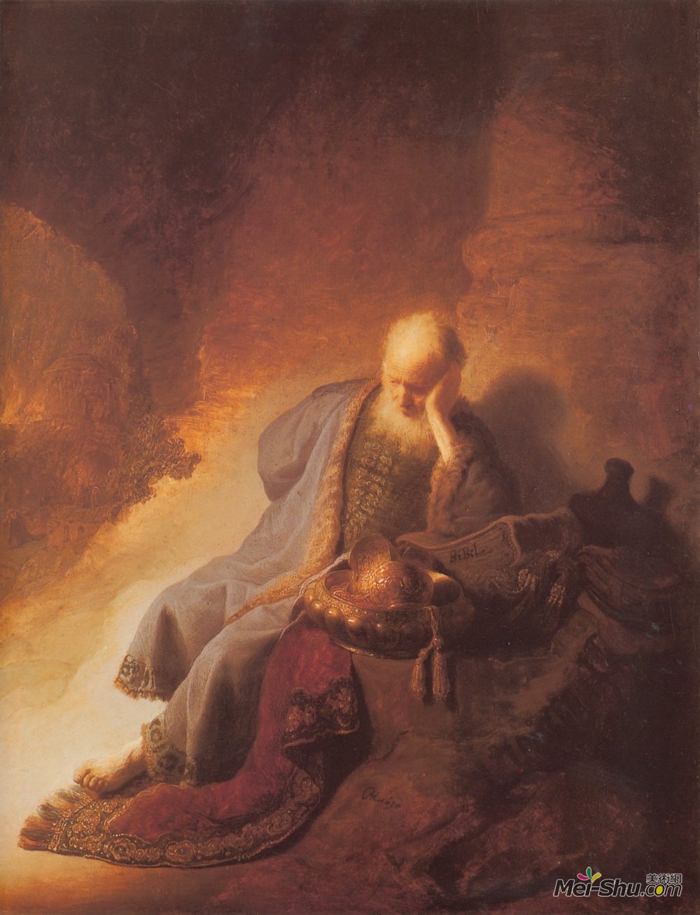 伦勃朗(Rembrandt)高清作品《耶利米哀悼耶路撒冷的毁灭》