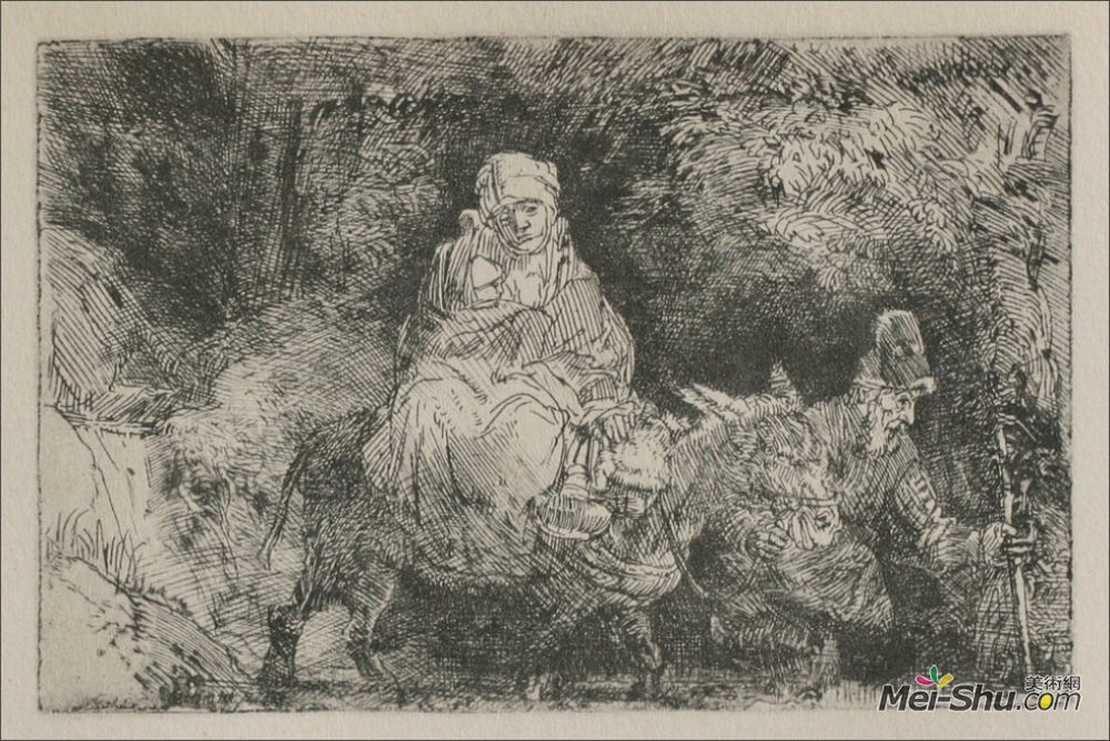 伦勃朗(Rembrandt)高清作品《耶稣和他的父母从耶路撒冷回来》