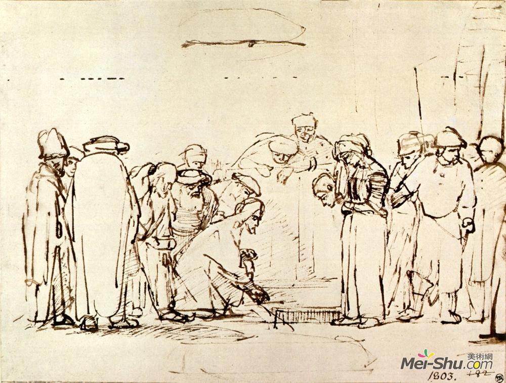 伦勃朗(Rembrandt)高清作品《耶稣和伦勃朗的淫妇》