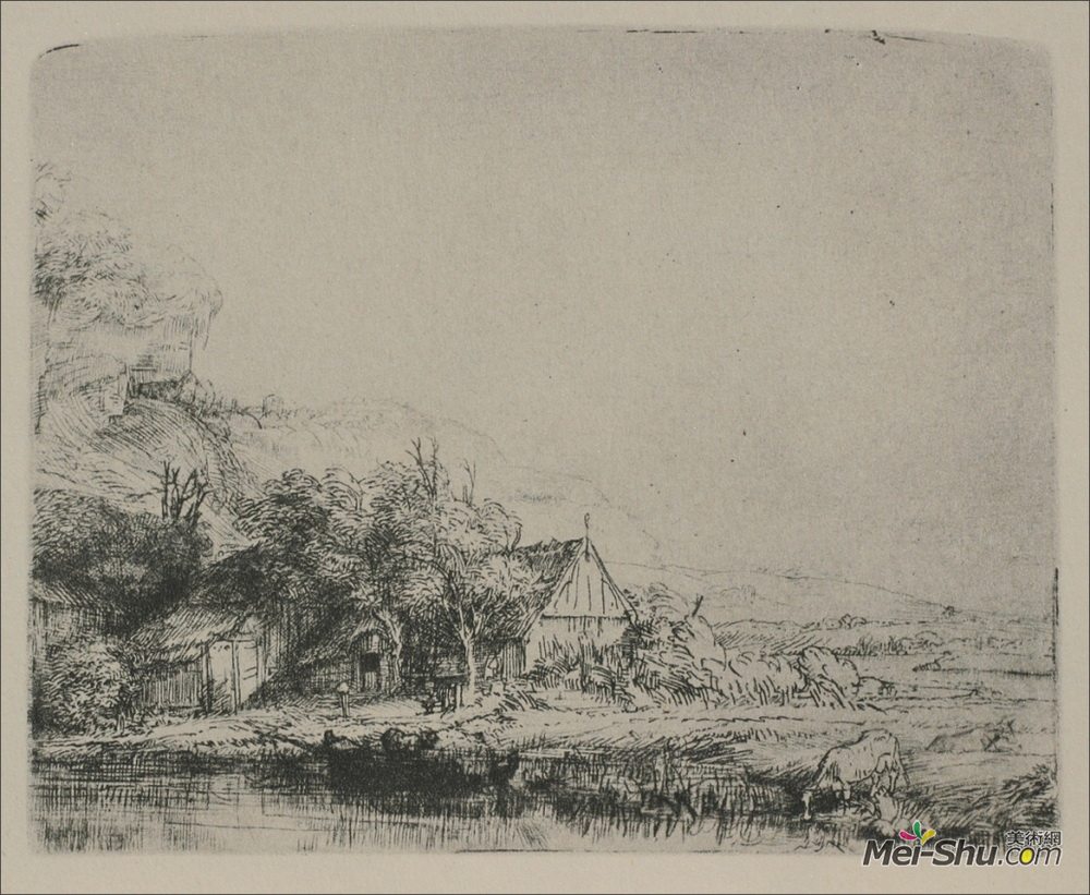 伦勃朗(Rembrandt)高清作品《牛饮山水》