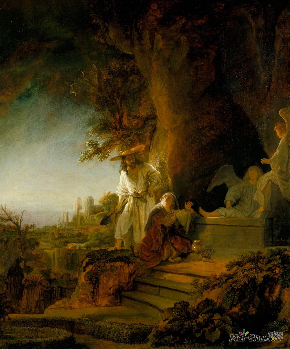 伦勃朗(Rembrandt)高清作品《基督和圣玛丽抹大拉在坟墓》
