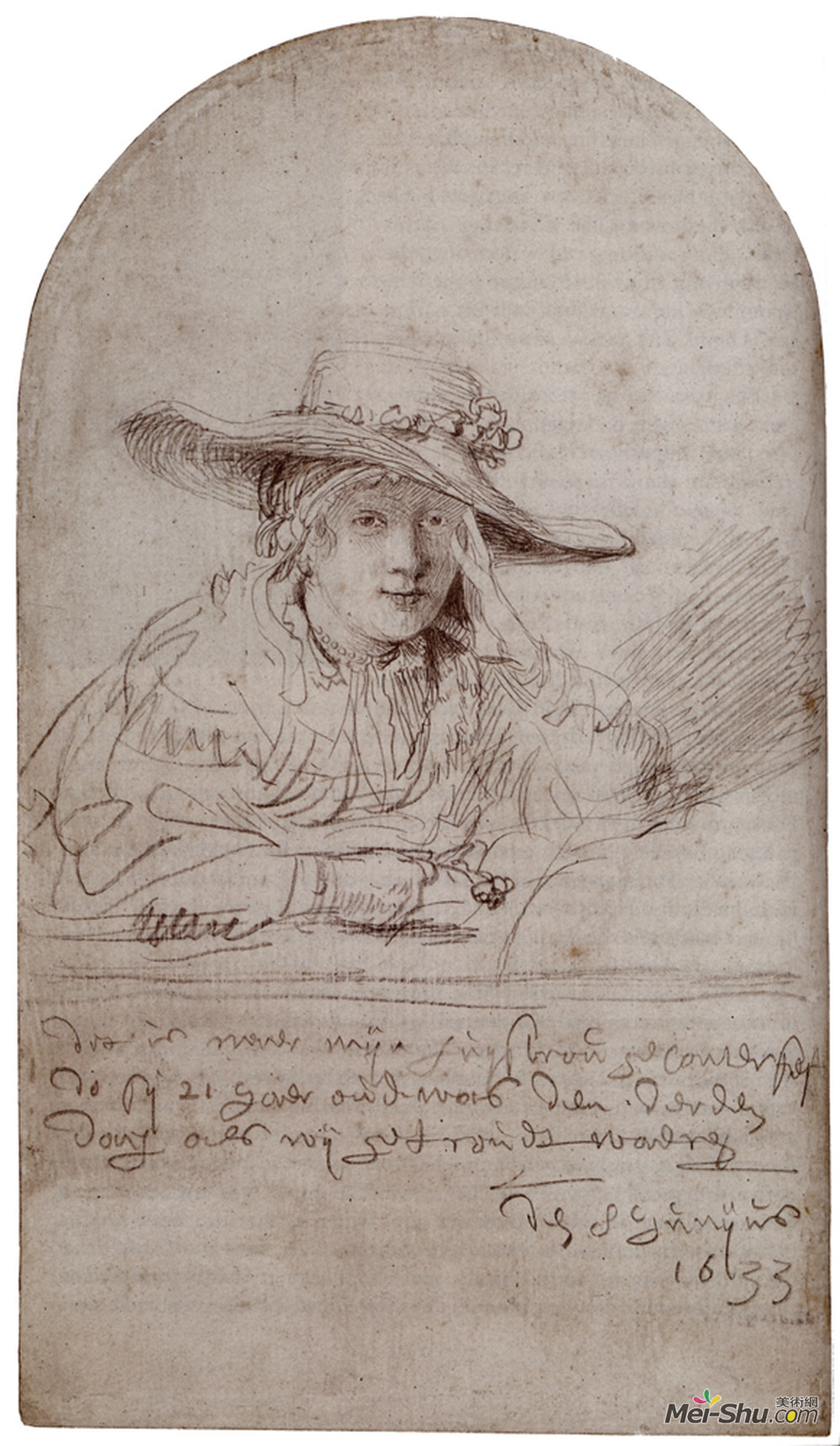 伦勃朗(Rembrandt)高清作品《草帽中的萨斯基亚》