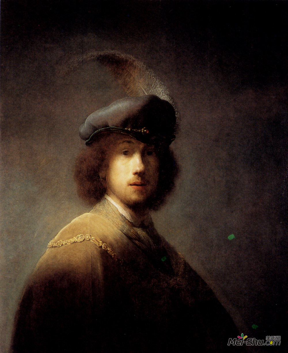 伦勃朗(Rembrandt)高清作品《戴着帽子的自画像》