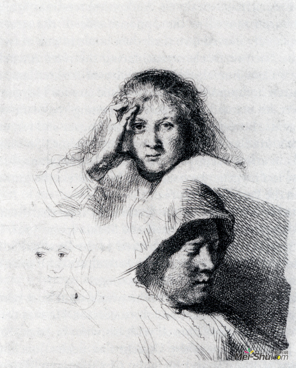 伦勃朗(Rembrandt)高清作品《素描肖像画》