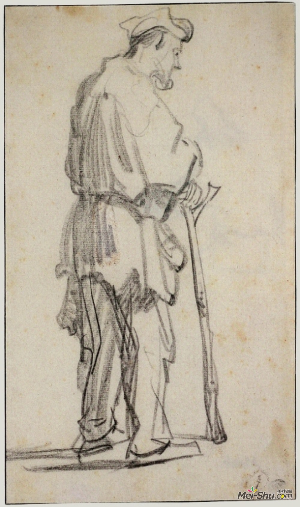 伦勃朗(Rembrandt)高清作品《站着乞丐向右拐》