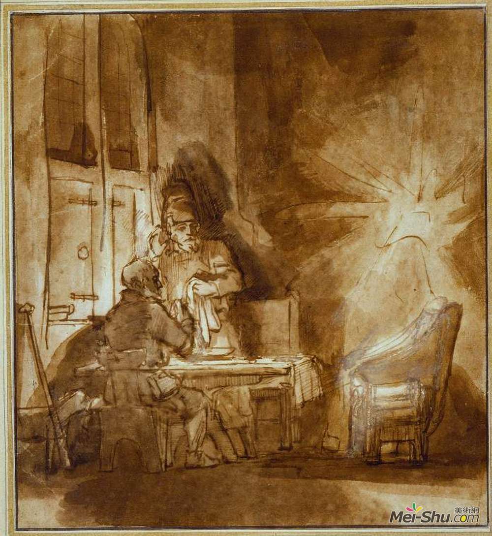 伦勃朗(Rembrandt)高清作品《以马忤斯的晚餐》