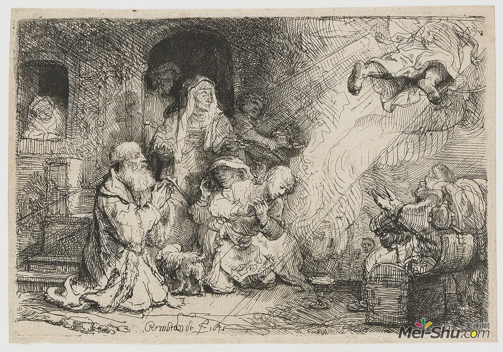 伦勃朗(Rembrandt)高清作品《离开托比亚斯家族的天使》