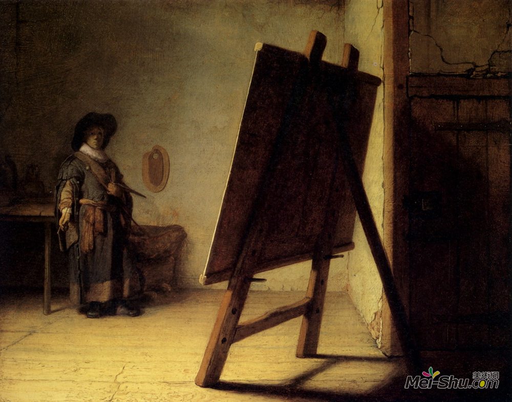 伦勃朗(Rembrandt)高清作品《工作室里的艺术家》
