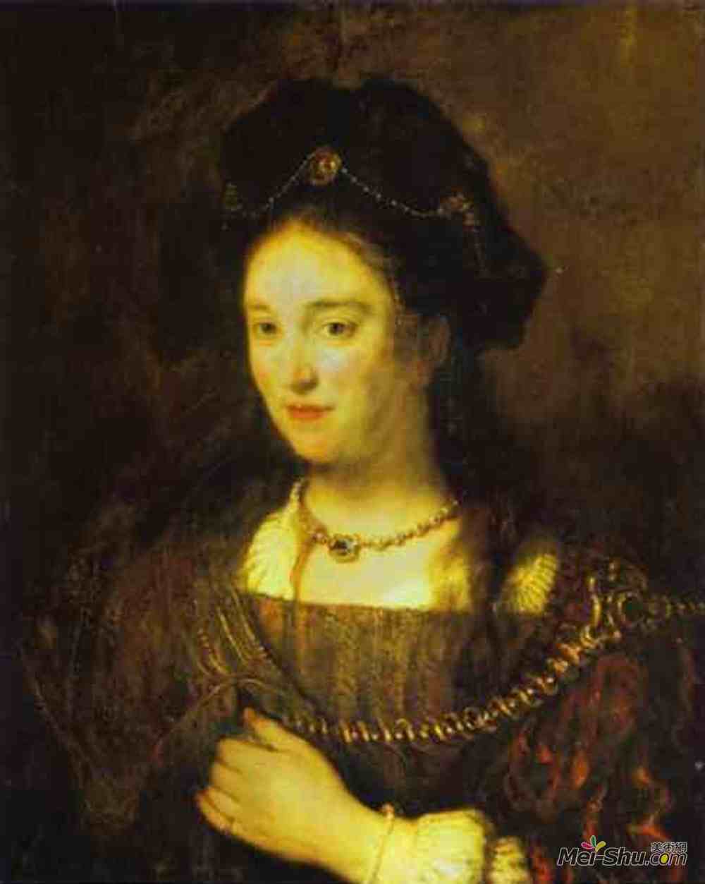 伦勃朗(Rembrandt)高清作品《艺术家的妻子，萨斯基亚》