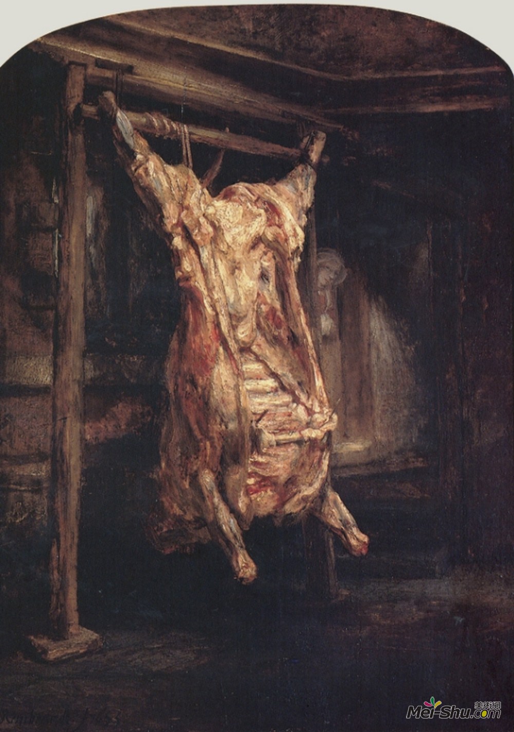 伦勃朗(Rembrandt)高清作品《牛的尸体（屠宰牛）》