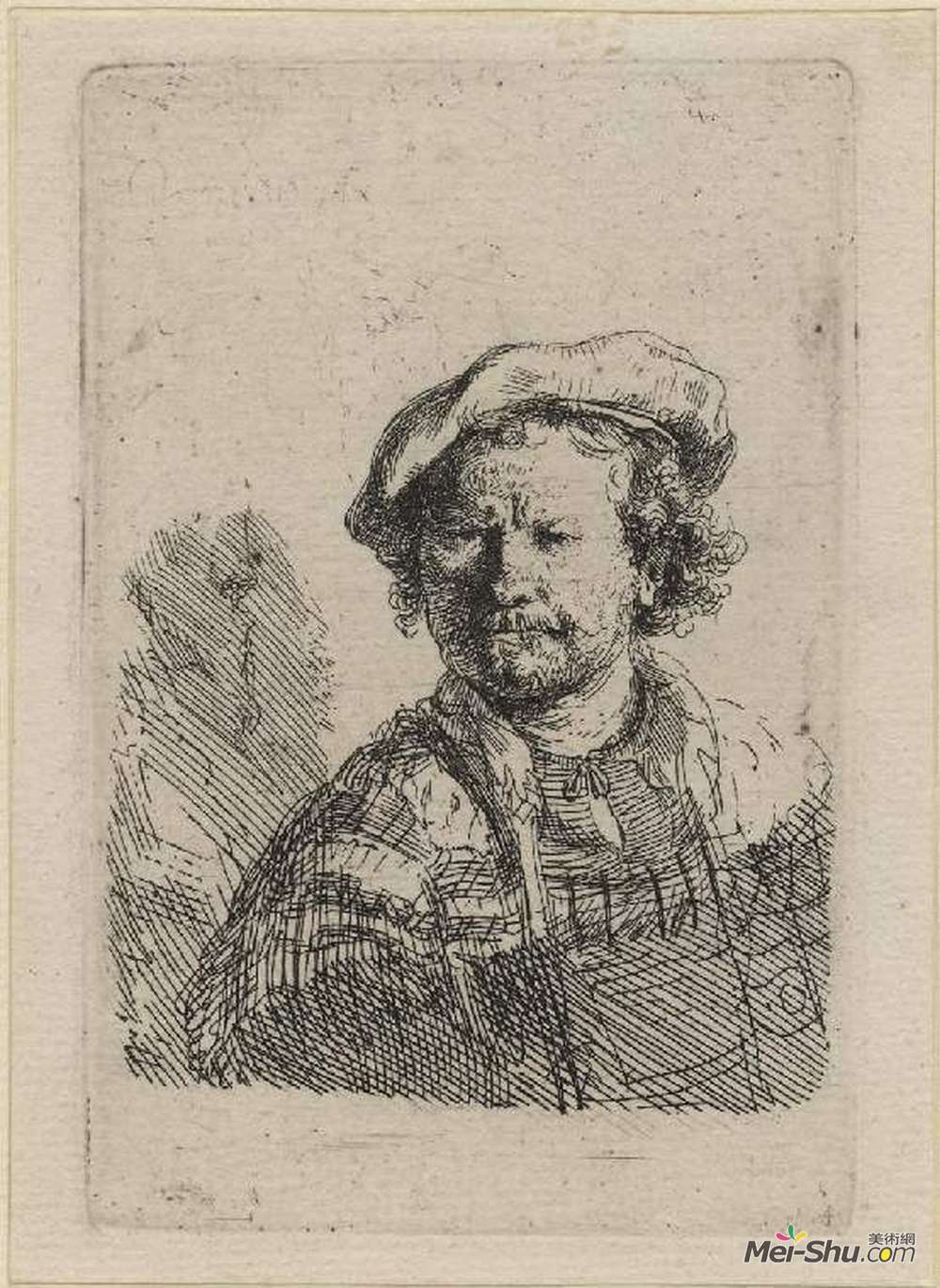 伦勃朗(Rembrandt)高清作品《平顶绣花连衣裙中的自画像》