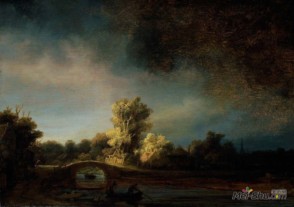 伦勃朗(Rembrandt)高清作品《石桥》