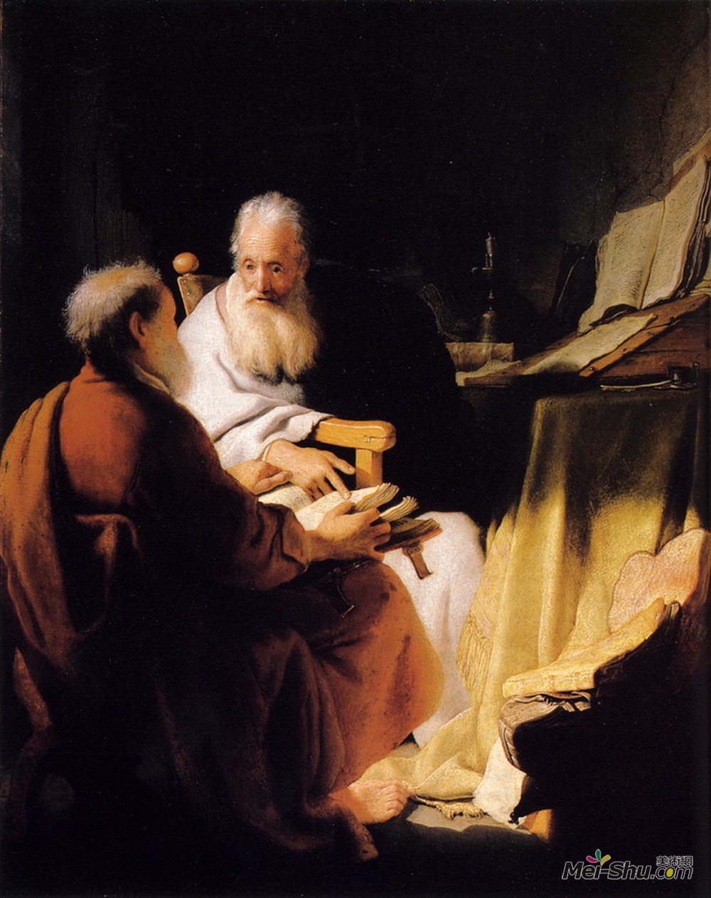 伦勃朗(Rembrandt)高清作品《两个老人争论》